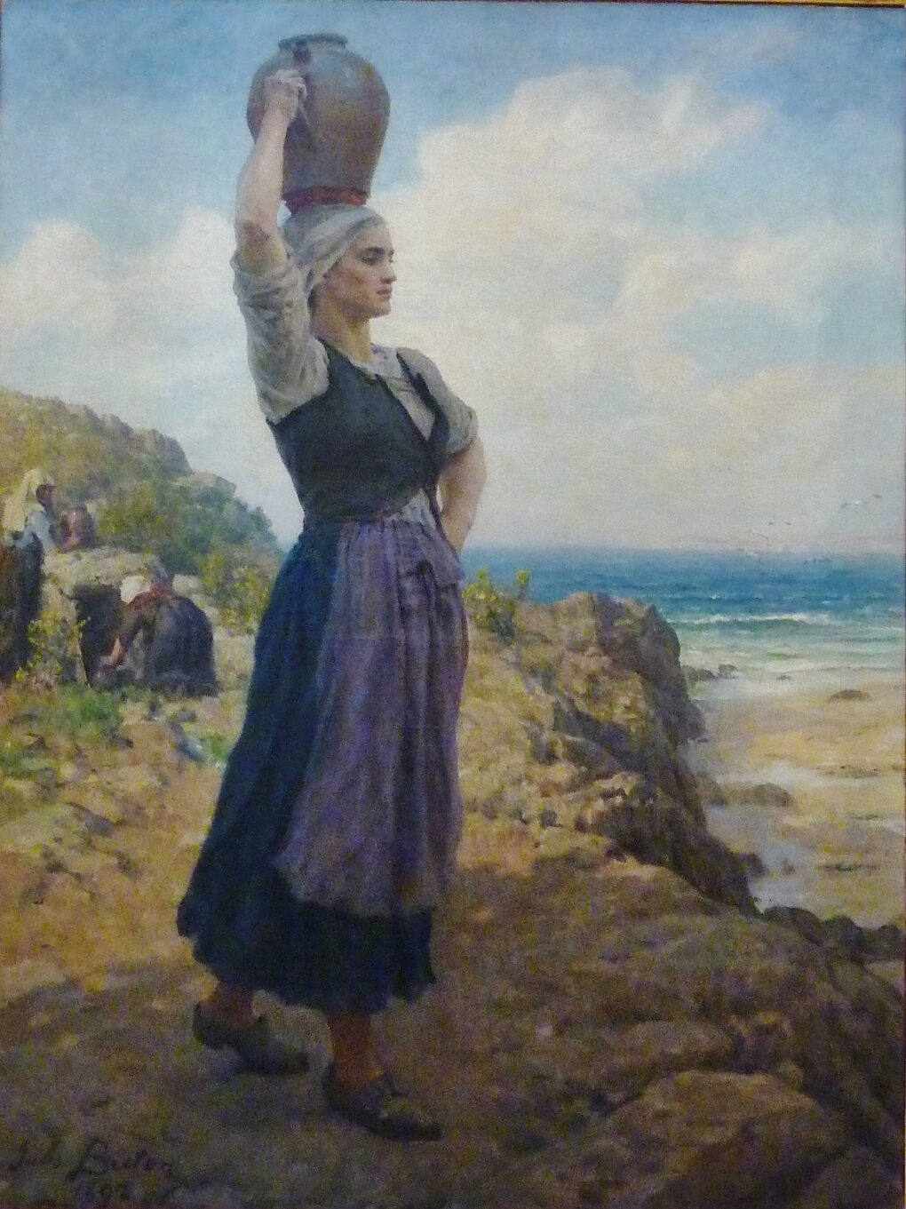 À la fontaine - Jules Breton - Reproductions de tableaux et peintures haut de gamme