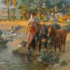 L'abreuvage des chevaux - Frederick Arthur Bridgman - Reproductions de tableaux et peintures haut de gamme