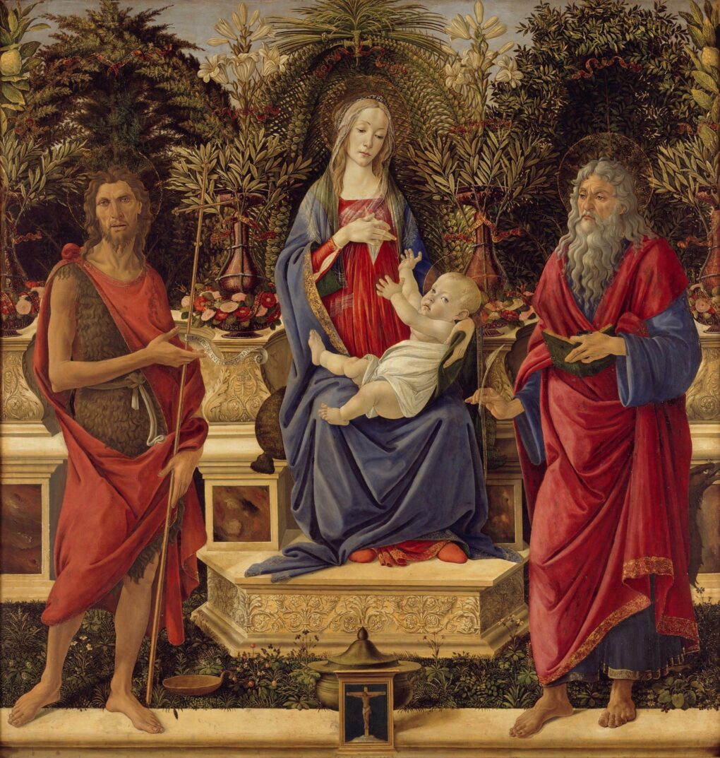 Vierge trônant avec un enfant et des saints - Sandro Botticelli - Reproductions de tableaux et peintures haut de gamme