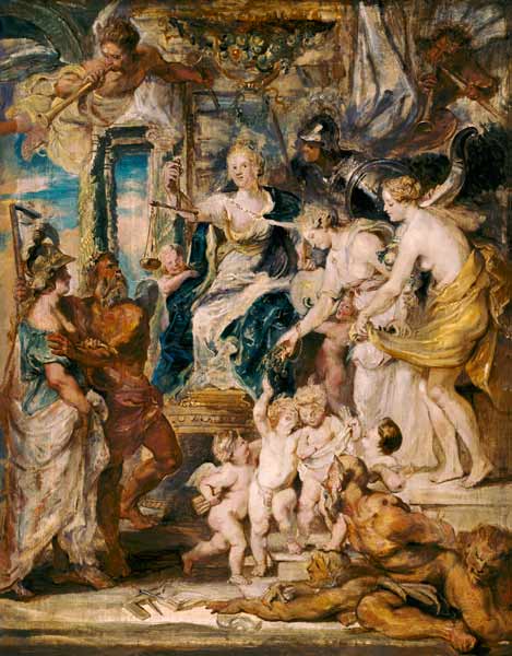 The Happy Government of the Queen, Sketch from the Medici Cycle - Peter Paul Rubens