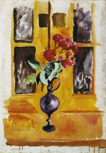 Roses japonaises dans le verre bleu - August Macke - Reproductions de tableaux et peintures haut de gamme