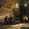 Le couple sur la banque (promeneurs reposant) - Carl Spitzweg - Reproductions de tableaux et peintures haut de gamme