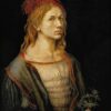 Portrait de l'artiste tenant un chardon - Albrecht Dürer - Reproductions de tableaux et peintures haut de gamme