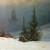 Paysage d'hiver avec l'église - Caspar David Friedrich - Reproductions de tableaux et peintures haut de gamme