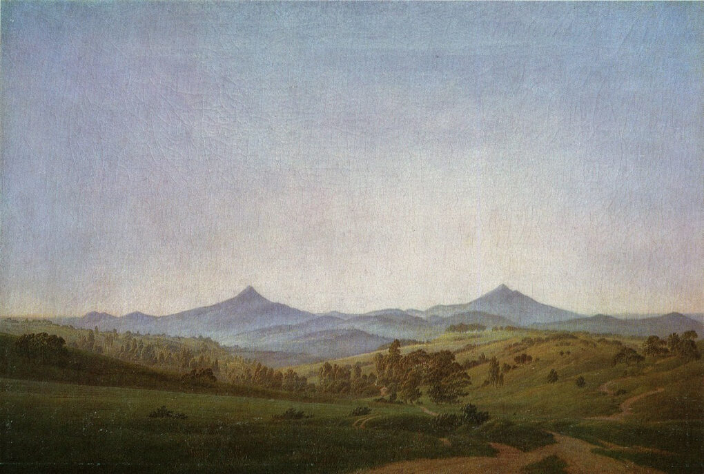 Paysage de Bohême avec le mont Milleschauer - Caspar David Friedrich - Reproductions de tableaux et peintures haut de gamme