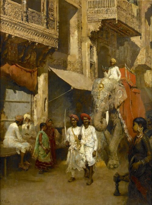 Promenade dans une rue indienne - Edwin Lord Weeks - Reproductions de tableaux et peintures haut de gamme