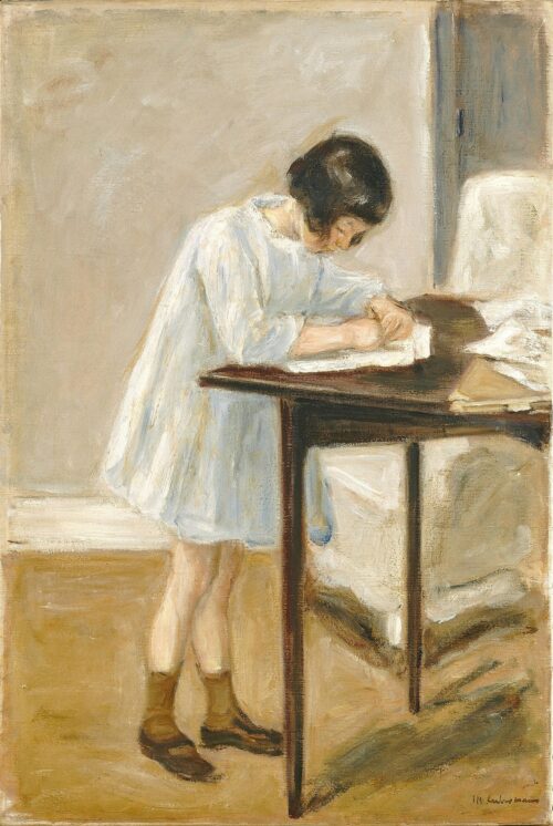 Petite-fille (fille debout qui écrit) - Max Liebermann - Reproductions de tableaux et peintures haut de gamme