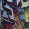 Rue avec église à Kandern - August Macke - Reproductions de tableaux et peintures haut de gamme