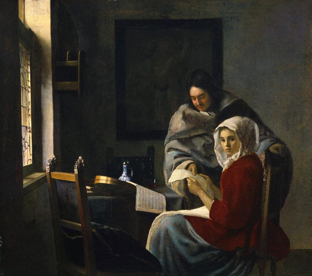 La Leçon de musique interrompue - Johannes Vermeer - Reproductions de tableaux et peintures haut de gamme