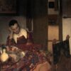 Une jeune fille assoupie - Johannes Vermeer - Reproductions de tableaux et peintures haut de gamme