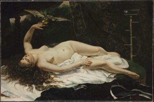 La Femme au perroquet - Gustave Courbet - Reproductions de tableaux et peintures haut de gamme