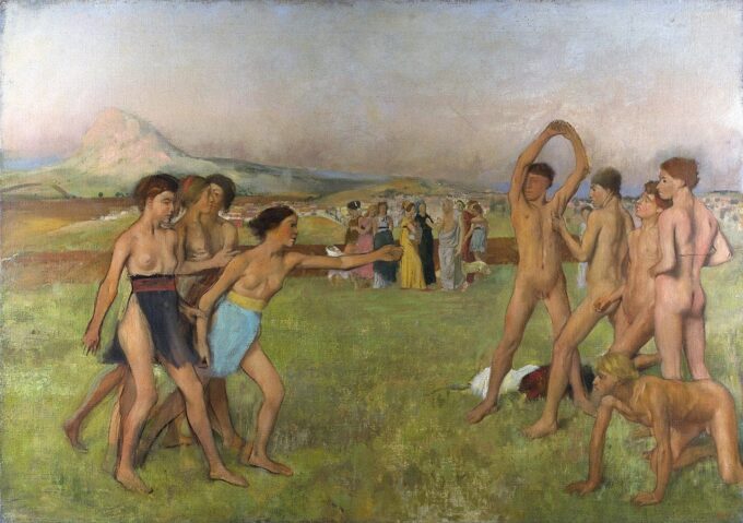 Young Spartans Exercising Wrestling - Edgar Degas