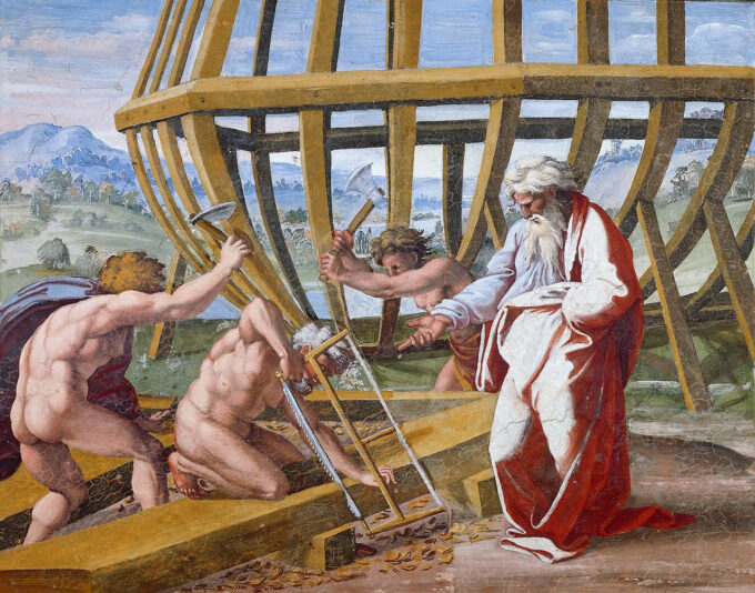 La construction de l'arche - Raphaël (peintre) - Reproductions de tableaux et peintures haut de gamme