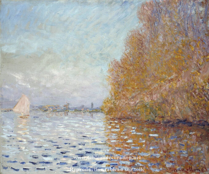 The Basin at Argenteuil with a Sailboat - Monet Painting