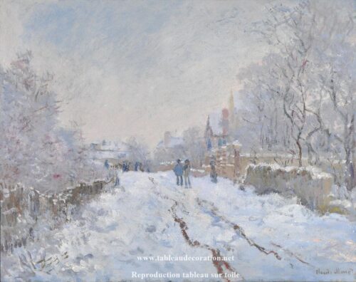 Rue sous la neige, Argenteuil - Tableau neige Monet - Reproductions de tableaux et peintures haut de gamme