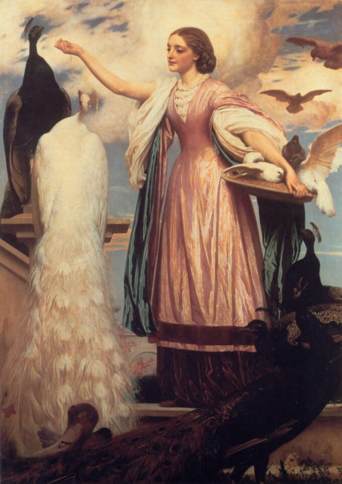 A Girl Feeding Peacocks - Frederic Leighton