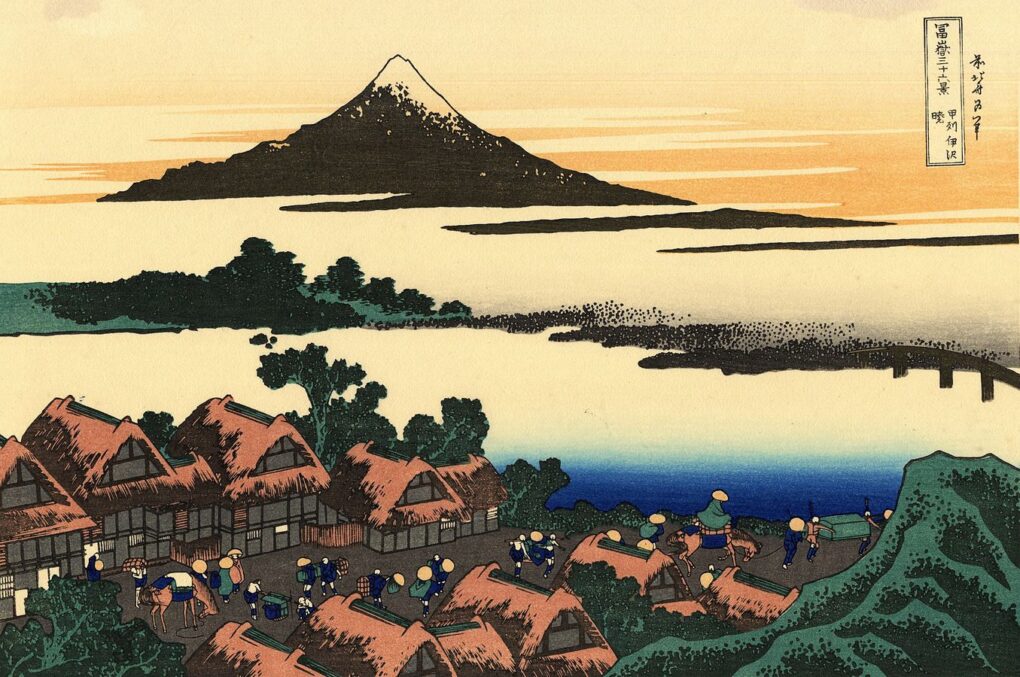 L'aurore à Isawa dans la province de Kai - Katsushika Hokusai - Reproductions de tableaux et peintures haut de gamme