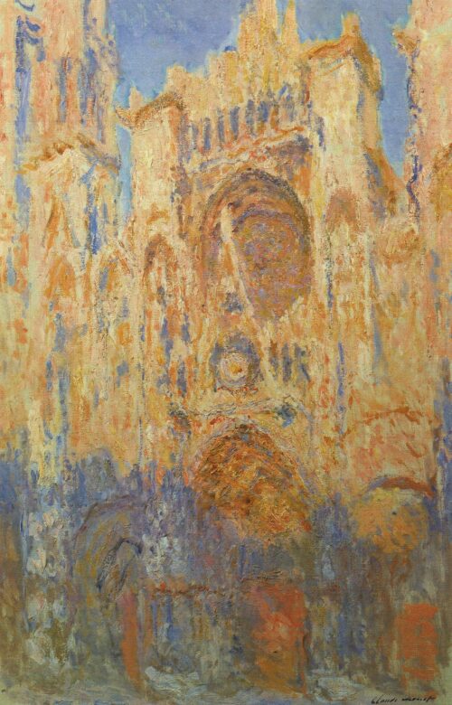 La Cathédrale de Rouen, façade, soleil couchant (W1327) - Claude Monet - Reproductions de tableaux et peintures haut de gamme