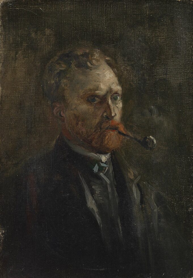 Self-portrait with a pipe - Van Gogh