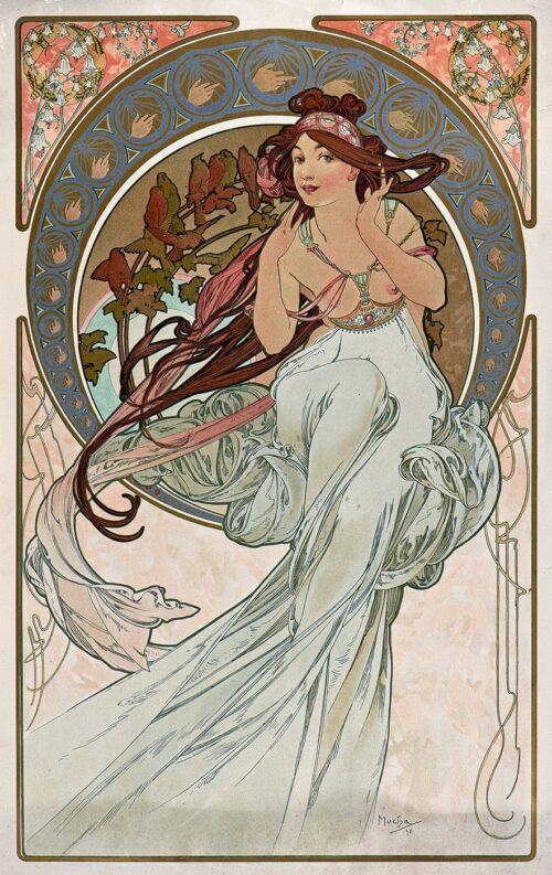 Quatre Arts : Musique - Mucha - Reproductions de tableaux et peintures haut de gamme