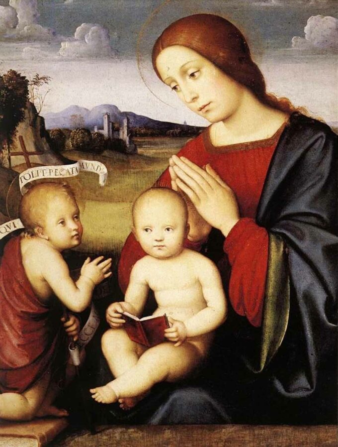 Madonna and Child with the Infant Saint John the Baptist - Leonardo da Vinci Oil Painting Reproduction