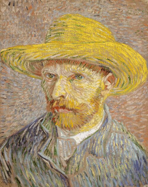 Autoportrait avec chapeau de paille de,1887 - Van Gogh - Reproductions de tableaux et peintures haut de gamme