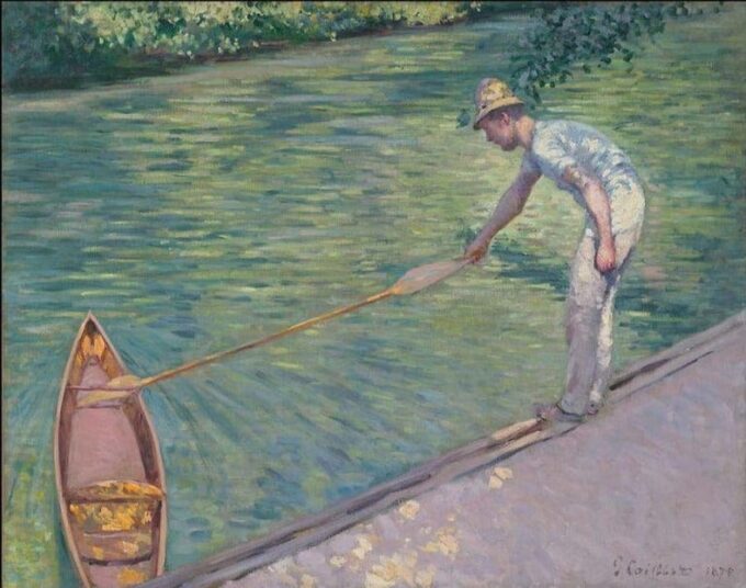 Boater Rowing a Skiff - Caillebotte