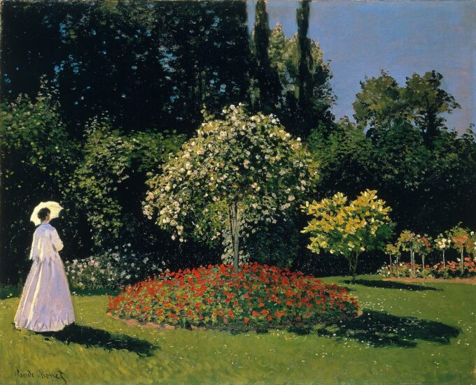 Dame en blanc au jardin - Claude Monet - Reproductions de tableaux et peintures haut de gamme