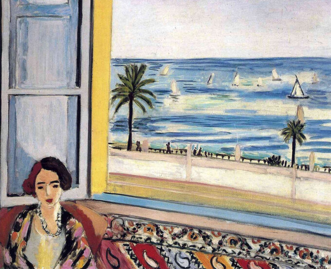 Woman sitting, back turned towards the open window - Matisse