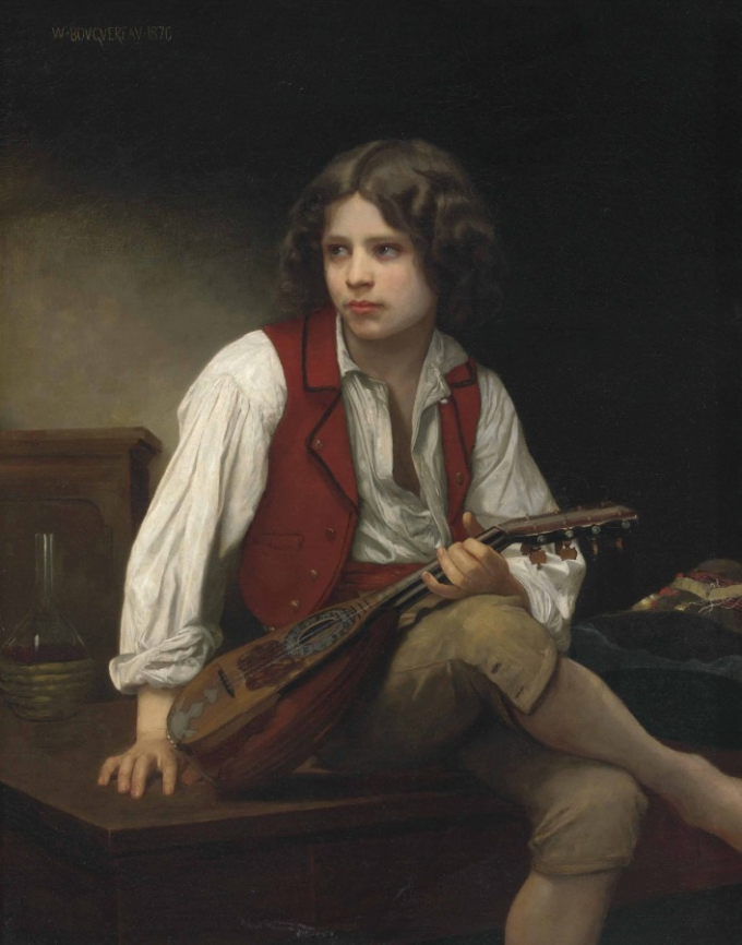 Italian boy with a mandolin - William Bouguereau