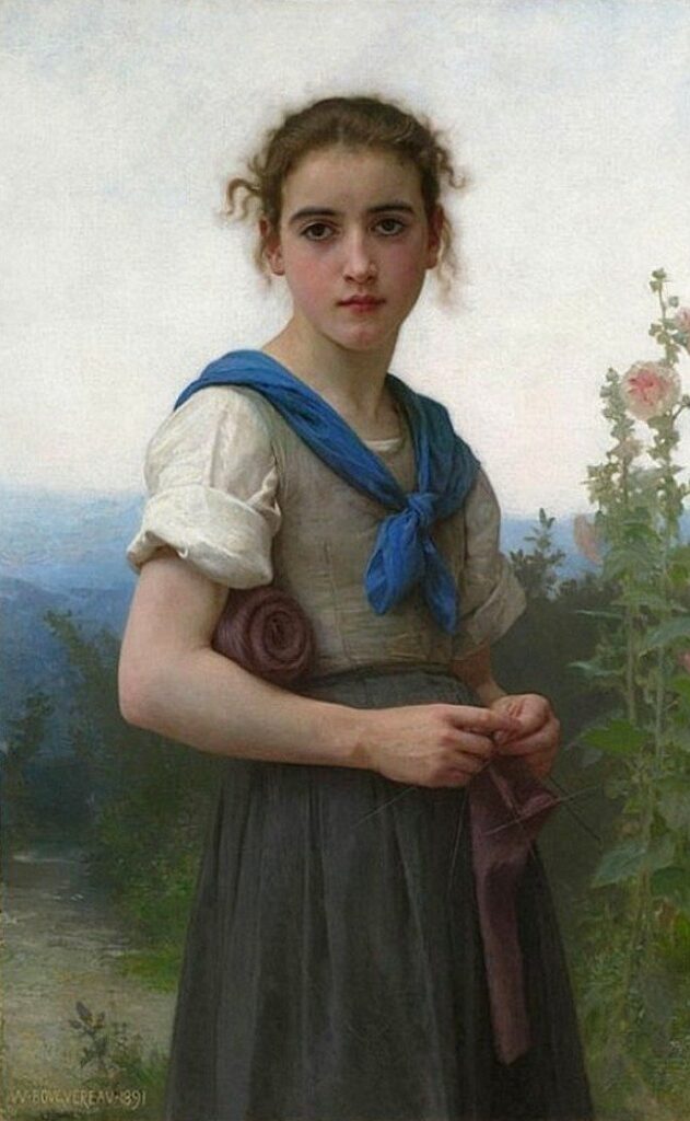 La petite tricoteuse, 1891 - William Bouguereau - Reproductions de tableaux et peintures haut de gamme