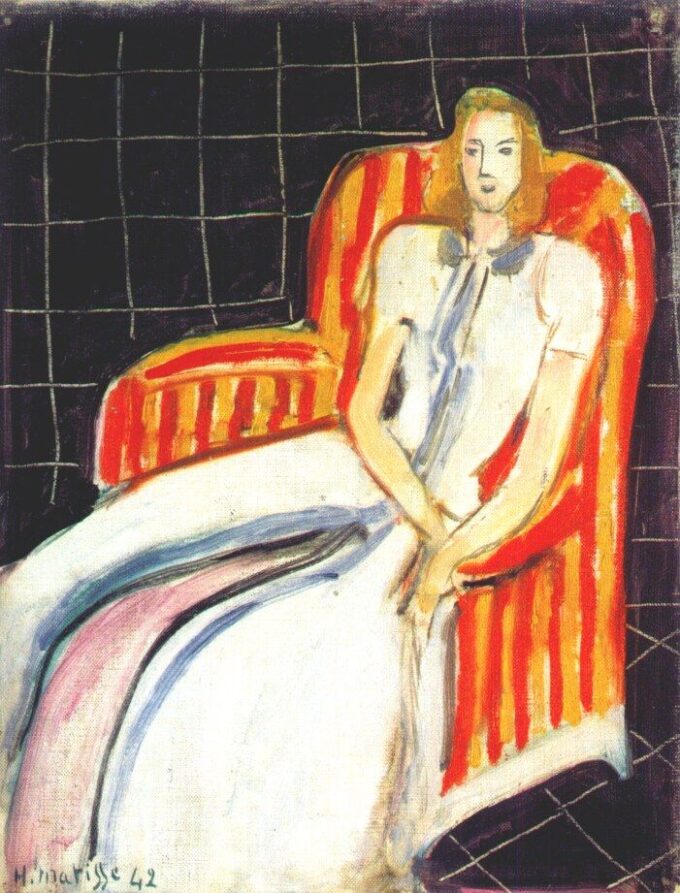 Simone in a Striped Armchair - Matisse