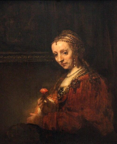 Femme avec l'oeillet - Rembrandt van Rijn - Reproductions de tableaux et peintures haut de gamme