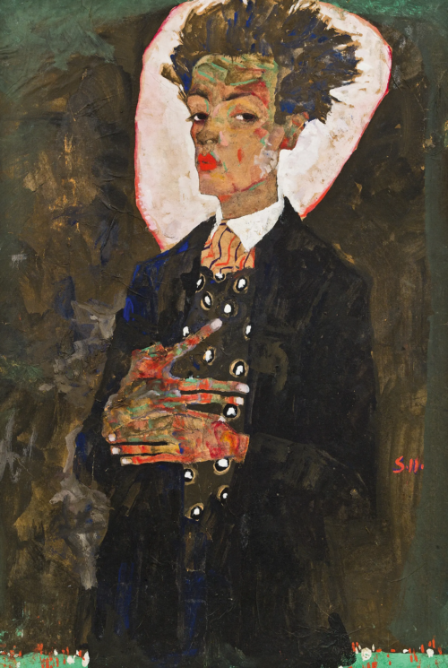 Autoportrait au gilet, debout (1911) - Egon Schiele - Reproductions de tableaux et peintures haut de gamme