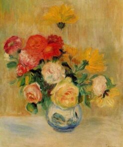 Vase de roses et de dahlias - Pierre-Auguste Renoir - Reproductions de tableaux et peintures haut de gamme