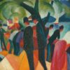 Marche sur le pont - August Macke - Reproductions de tableaux et peintures haut de gamme