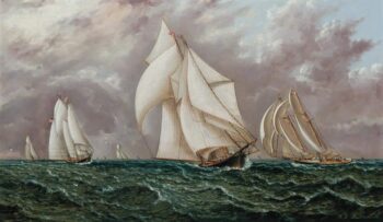 La course de yachts - James E. Buttersworth - Reproductions de tableaux et peintures haut de gamme