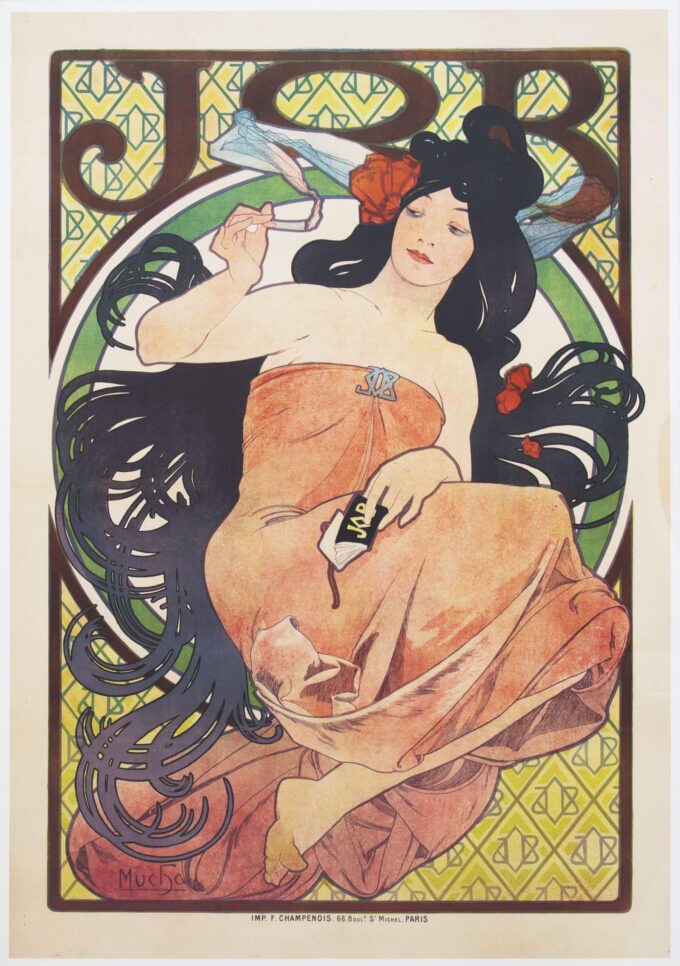 Advertising poster for the "Job" cigarette rolling papers - Mucha