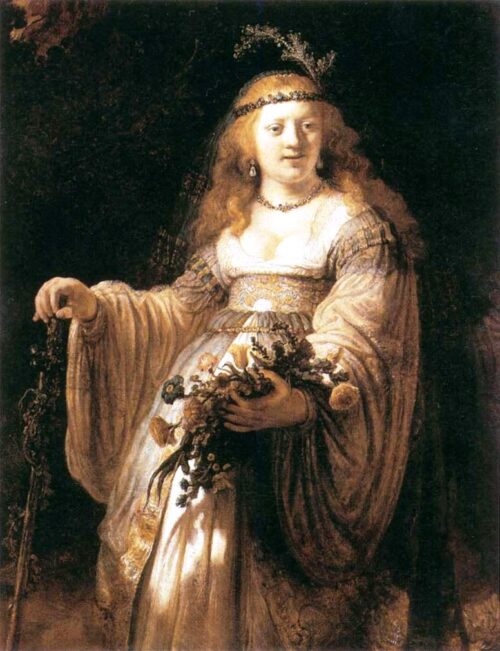 Saskia van Uylenburgh en costume d'Arcadie - Rembrandt van Rijn - Reproductions de tableaux et peintures haut de gamme