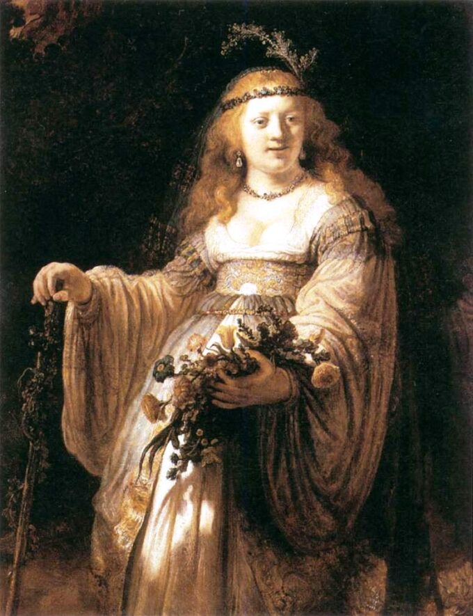 Saskia van Uylenburgh in the Costume of Arcadia - Rembrandt van Rijn