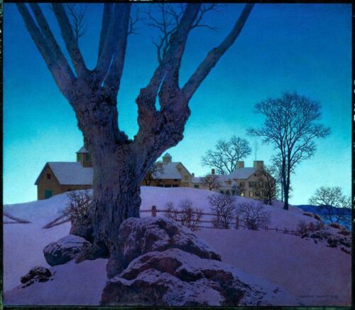 Ferme Hill Top, hiver - Maxfield Parrish - Reproductions de tableaux et peintures haut de gamme