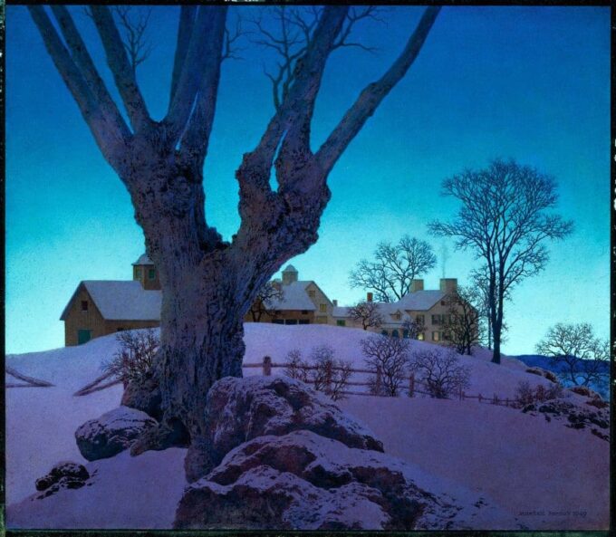 Farm Hill Top, Winter - Maxfield Parrish