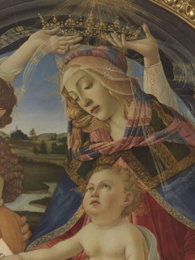 Madonna del Magnificat or Madonna (Virgin) with Child and Five Angels – Sandro Botticelli Oil Painting Reproduction