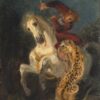 Un cavalier attaqué par un jaguar - Eugène Delacroix - Reproductions de tableaux et peintures haut de gamme