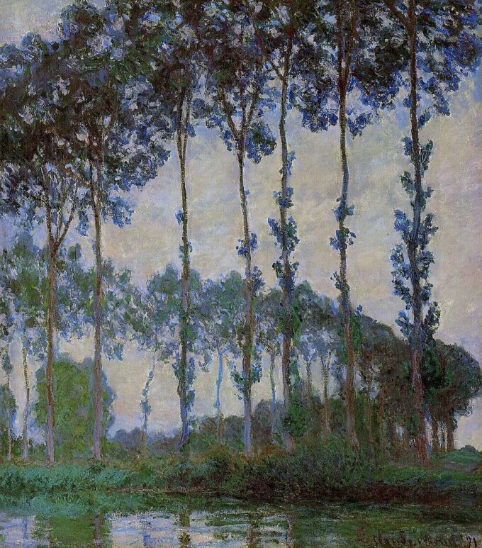 Poplars on the Banks of the Epte, Overcast Weather - Claude Monet