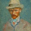 Autoportrait avec un chapeau de paille gris - Van Gogh - Reproductions de tableaux et peintures haut de gamme