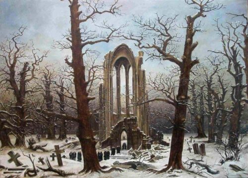 Cimetière de monastère dans la neige - Caspar David Friedrich - Reproductions de tableaux et peintures haut de gamme