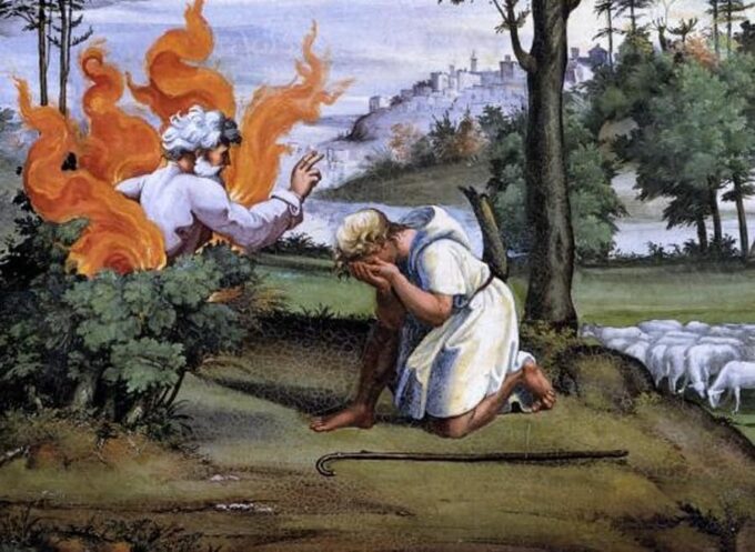 Moses Burning Bush Oil Painting Reproduction - Raphael (painter)