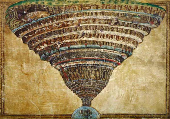 Illustration of Dante Alighieri's Divine Comedy (The Abyss of Hell) - Sandro Botticelli