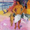 Une promenade au bord de la mer ou la famille tahitienne - Paul Gauguin - Reproductions de tableaux et peintures haut de gamme